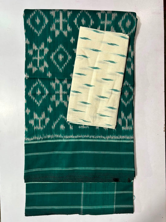 Odisha Handloom Black with Orange Bandha Sambalpuri Bandha Cotton saree