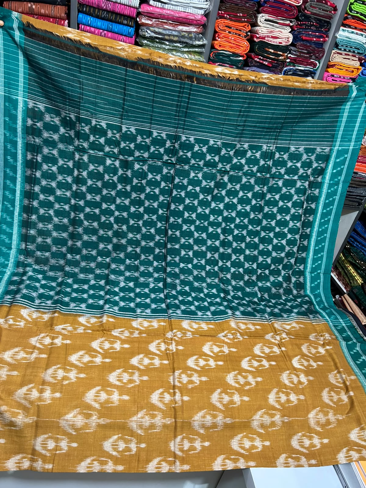 Odisha handloom Plain cotton nuapatna bandha temple border saree