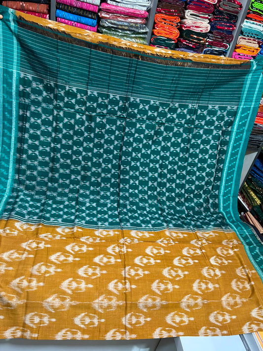Odisha handloom Plain cotton nuapatna bandha temple border saree