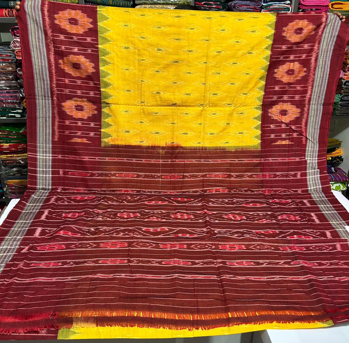Odisha Sambalpuri Plain Design pasaplli border pure cotton handloom saree