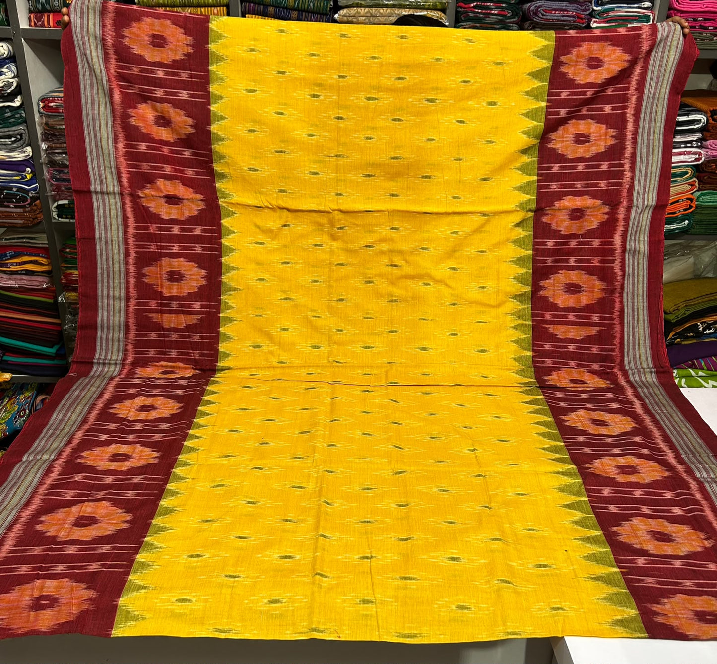 Odisha Sambalpuri Plain Design pasaplli border pure cotton handloom saree
