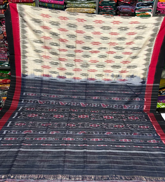 Odisha handloom nuapatna bandha multi color Pure organic cotton saree