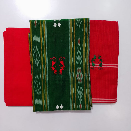 Odisha handloom pure cotton nuapatna patch work unstitched dress set