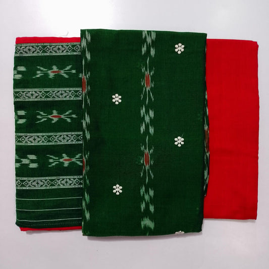 Buy Maniabandha Odisha Pure handloom Cotton Patchwork Unstitched Dress set for Office Uniform