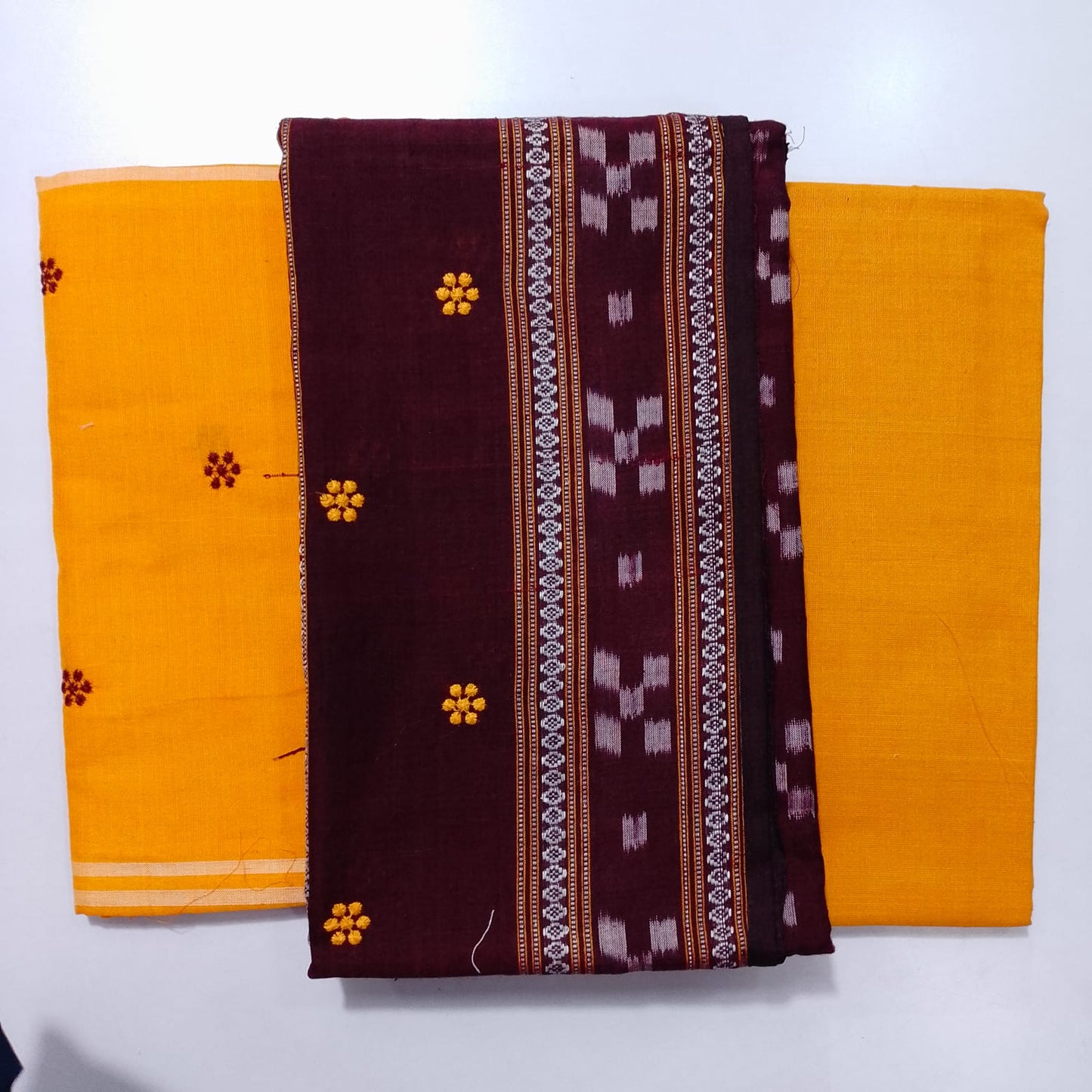 Sambalpuri Handloom Ikat buti Cotton unstitched dress set from Odisha