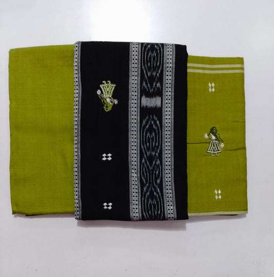 Odisha Handloom Maniabandha Ikat Cotton Patchwork unstitched dress set for school office