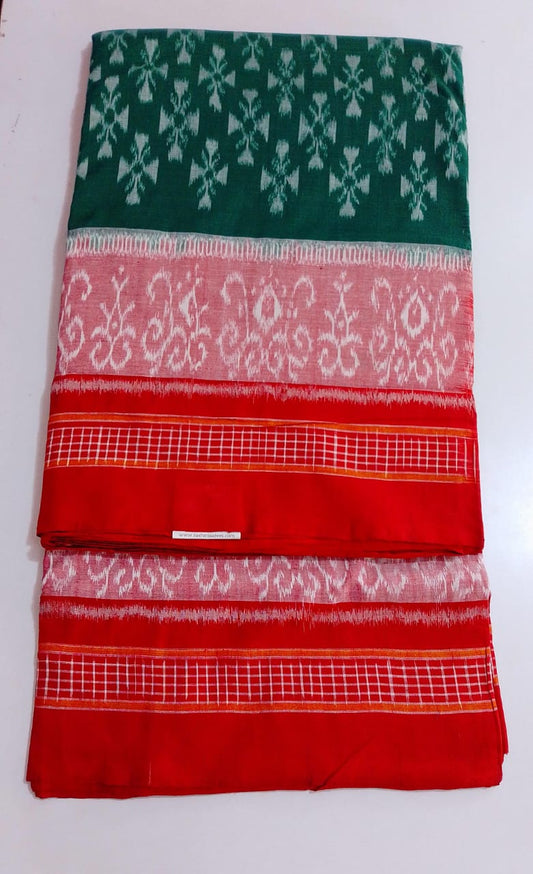 Odisha handloom White with Red Ethnic wear Bomkai cotton saree | Bomkai cotton Sarees