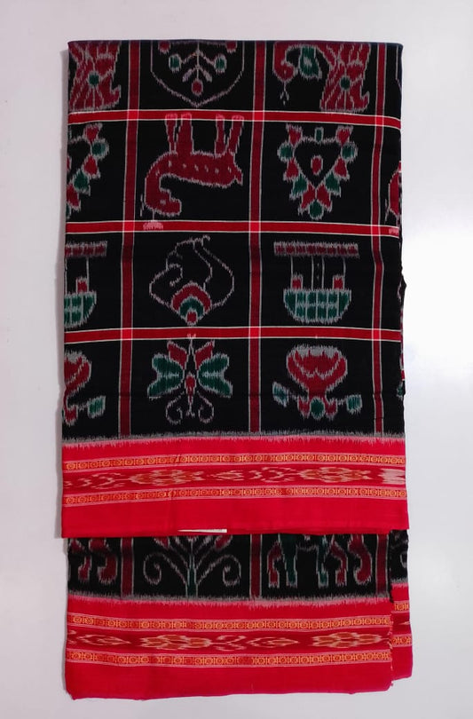 Odisha handloom Black With Red Nabakothi Maniabandha Handloom Cotton Saree