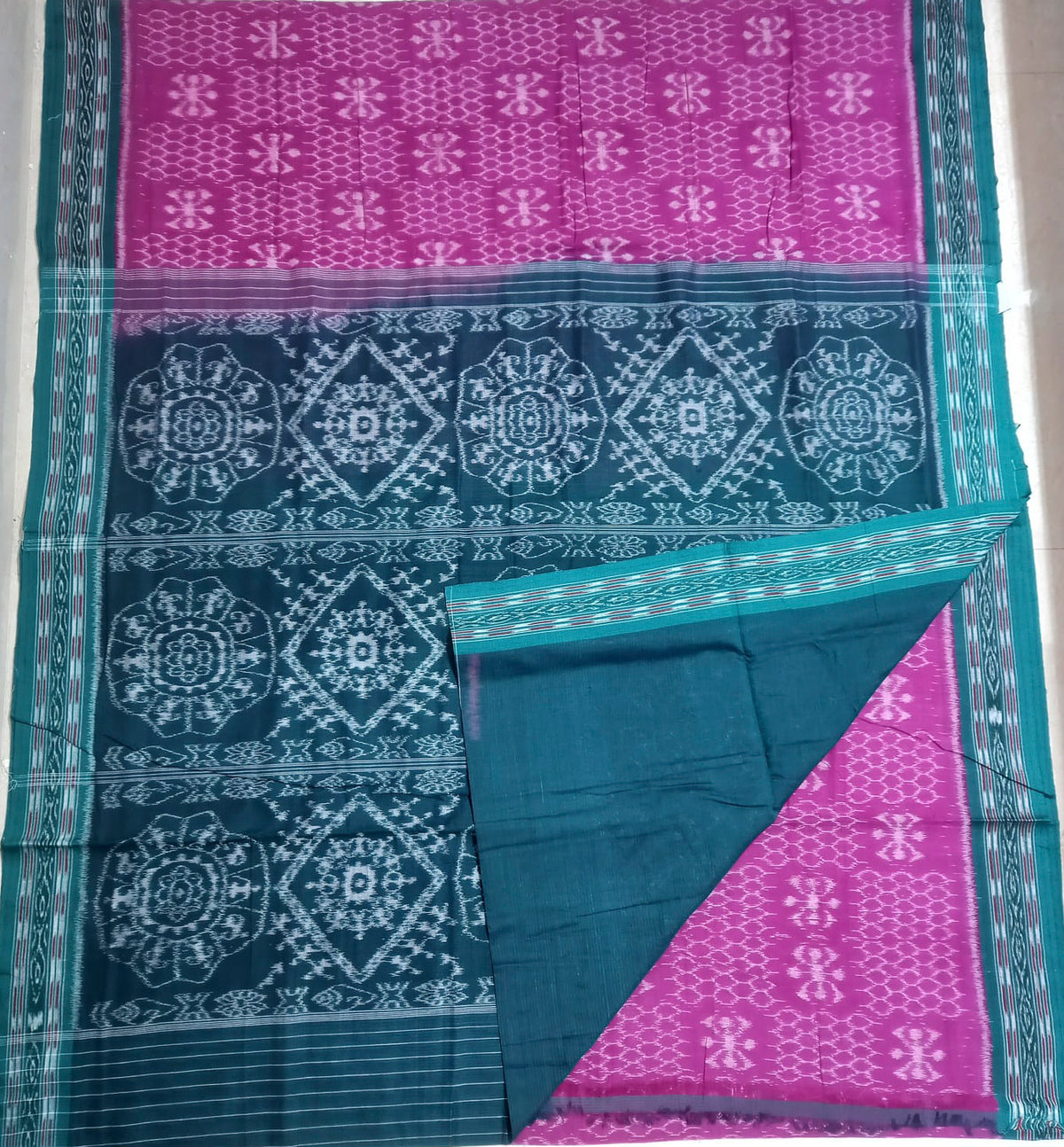 Odisha famous Nuapatna Handloom bandha Cotton Ikat Saree with new motifs on body
