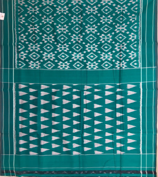 Odisha Handloom Black with Orange Bandha Sambalpuri Bandha Cotton saree