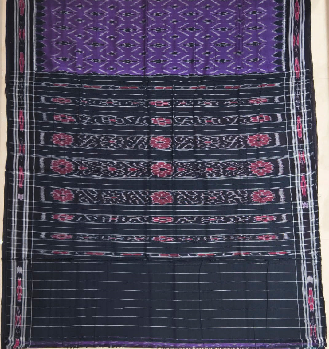 Odisha Handloom Plain design Sambalpuri Ikkat cotton saree
