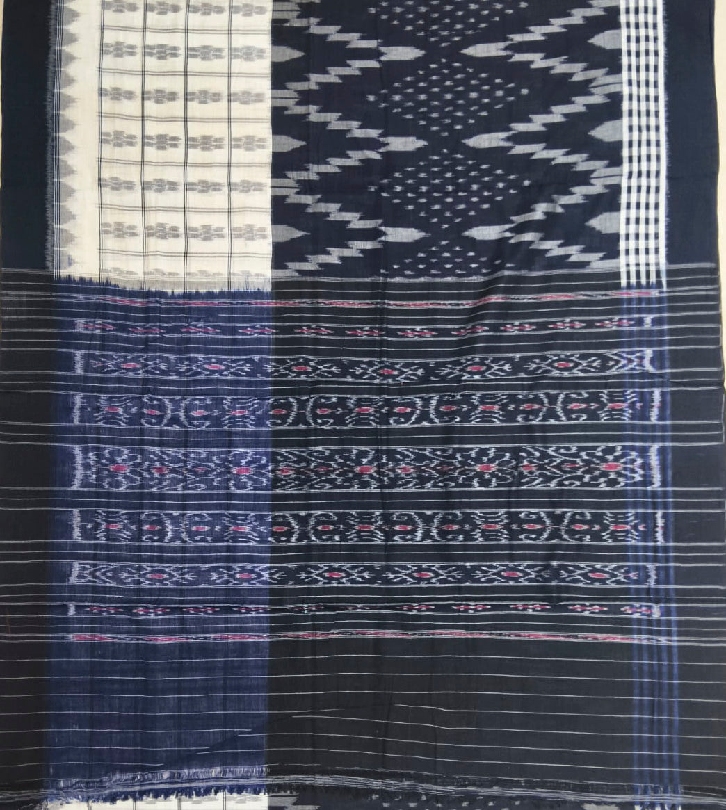 Buy nuapatna handloom pure ikat cotton odisha half half bandha saree