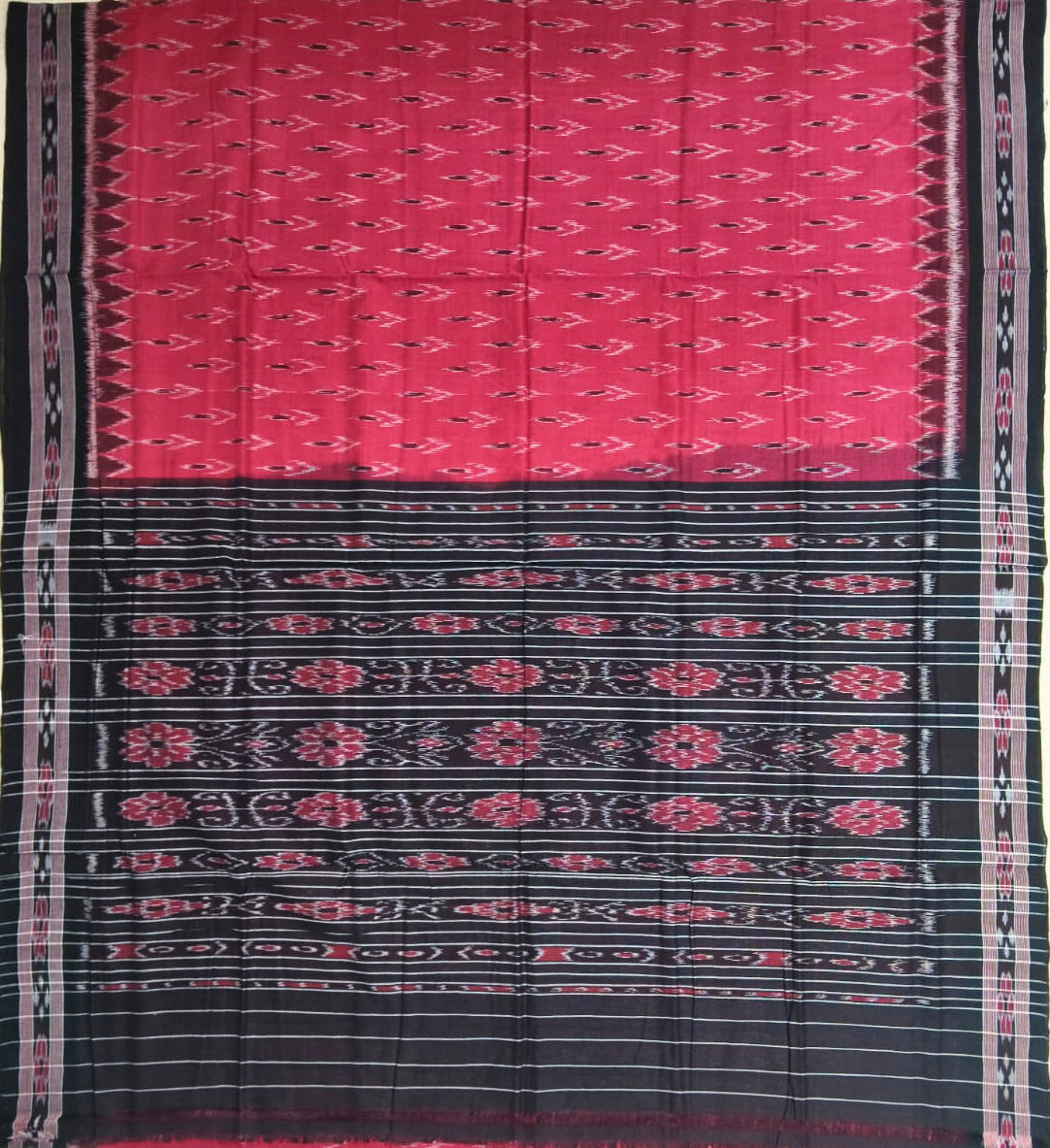 Odisha Sambalpuri Plain Design pasaplli border pure cotton handloom saree