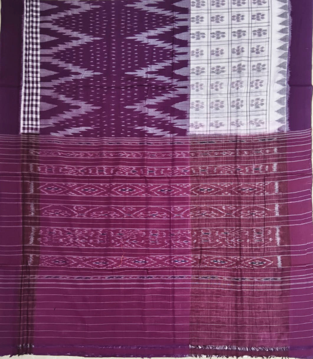 Odisha Handloom maniabandha cotton flower design half half bandha cotton saree