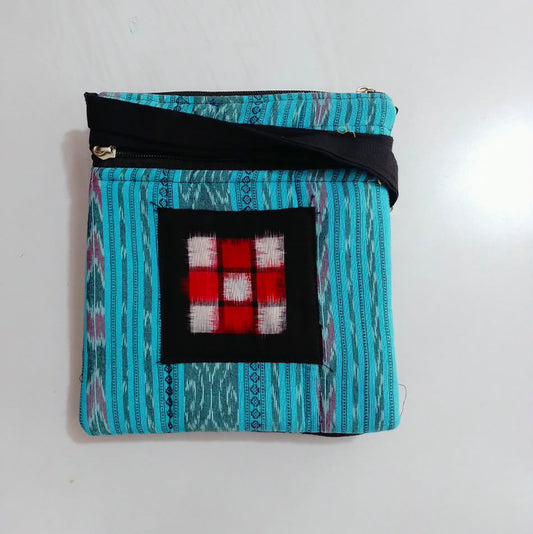 Odisha handloom ikat pure cotton bandha style hand bag with mobile holder and cash holder for girls