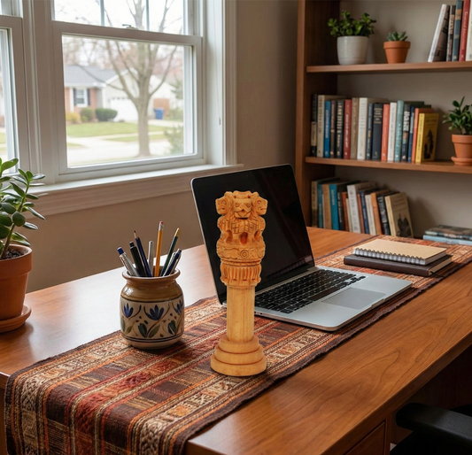 Handicraft Wooden Ashoka Stamba for Office Decoration from Jaipur Rajasthan
