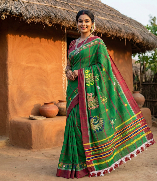 Odisha Handloom Cotton Santhali Saree of Mayurbhanj